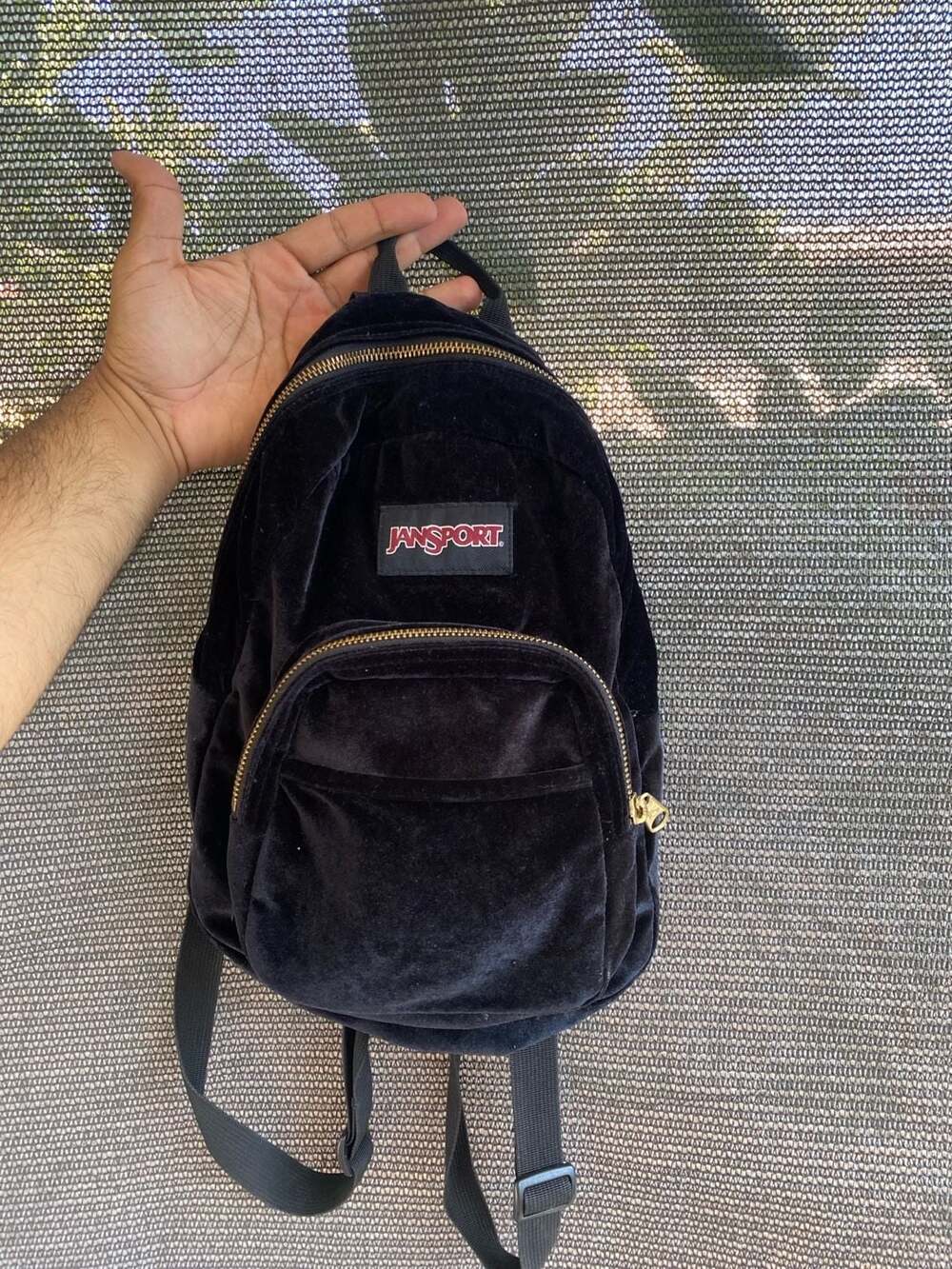 Jansport Half Pint FX Mini Velvet Backpack in Black
